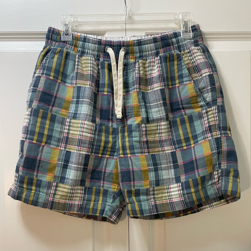 J.Crew Factory Women’s Small Patchwork Plaid Print Shorts Elastic and Drawstring